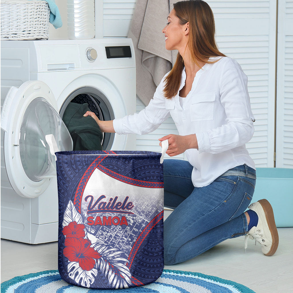 Vailele Samoa Village Laundry Basket Map Polynesian Tribal Hibiscus Floral