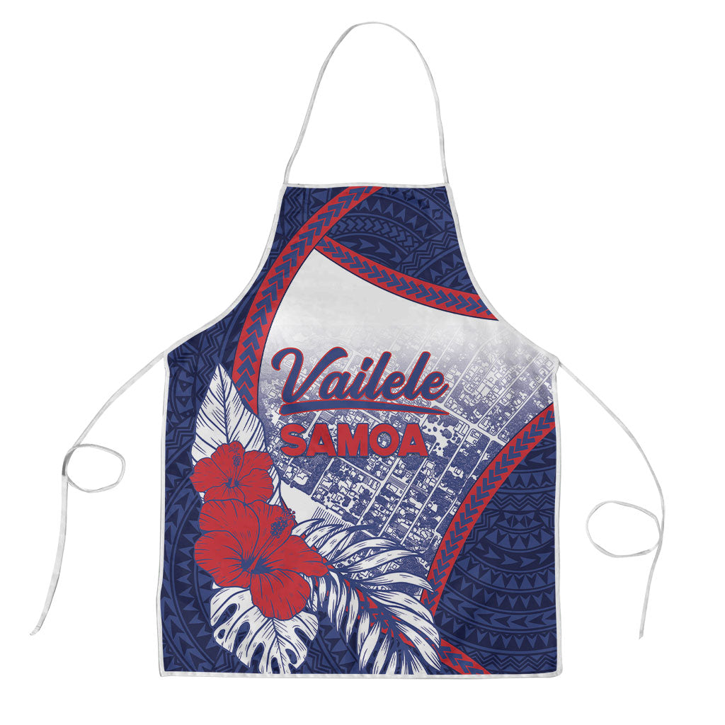 Vailele Samoa Village Apron Map Polynesian Tribal Hibiscus Floral