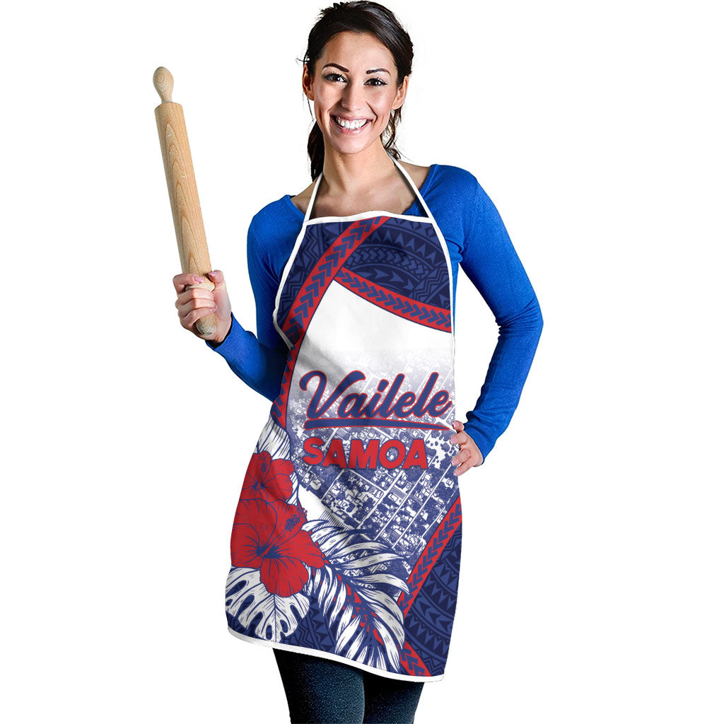 Vailele Samoa Village Apron Map Polynesian Tribal Hibiscus Floral