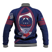Personalised Vailele Samoa Village Baseball Jacket Map Polynesian Tribal Hibiscus Floral