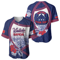 Personalised Vailele Samoa Village Baseball Jersey Map Polynesian Tribal Hibiscus Floral