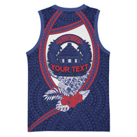 Personalised Vailele Samoa Village Basketball Jersey Map Polynesian Tribal Hibiscus Floral