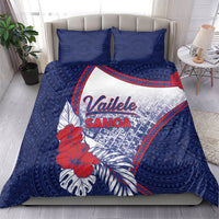 Vailele Samoa Village Bedding Set Map Polynesian Tribal Hibiscus Floral