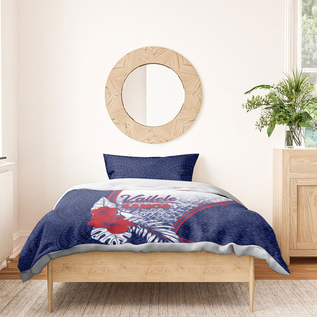 Vailele Samoa Village Bedding Set Map Polynesian Tribal Hibiscus Floral