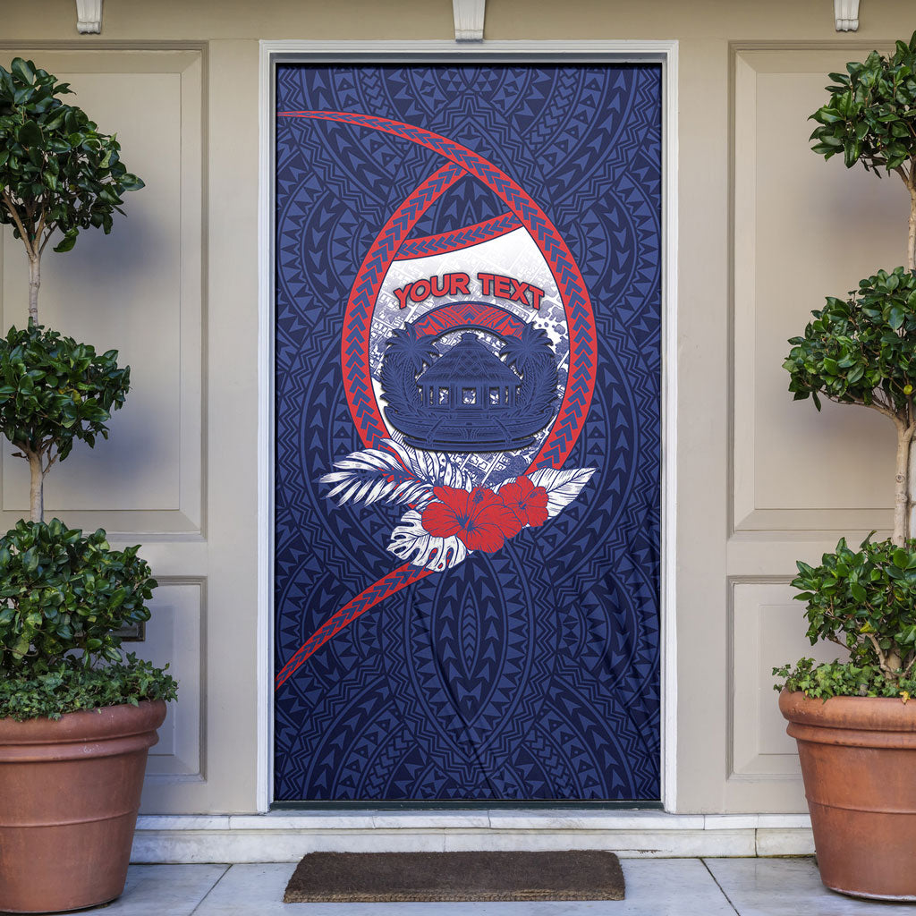 Personalised Vailele Samoa Village Door Cover Map Polynesian Tribal Hibiscus Floral