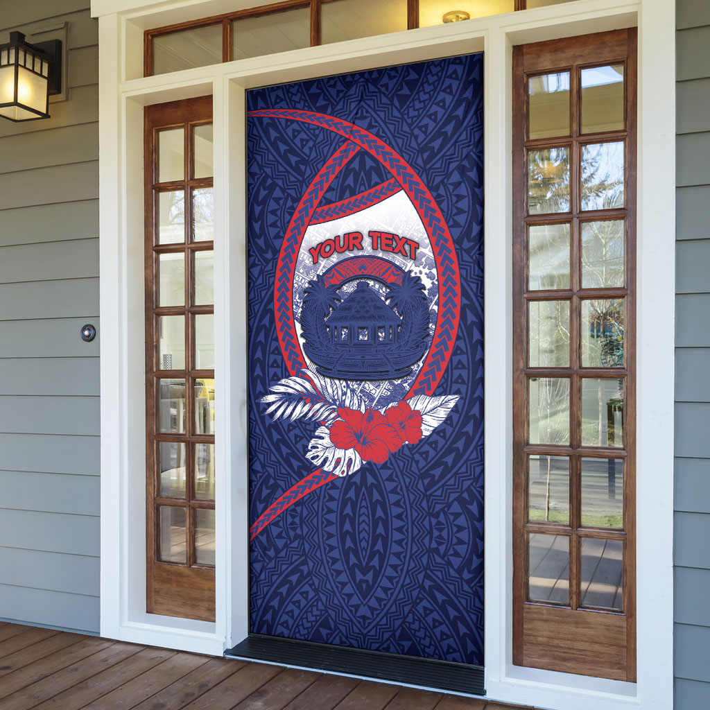 Personalised Vailele Samoa Village Door Cover Map Polynesian Tribal Hibiscus Floral