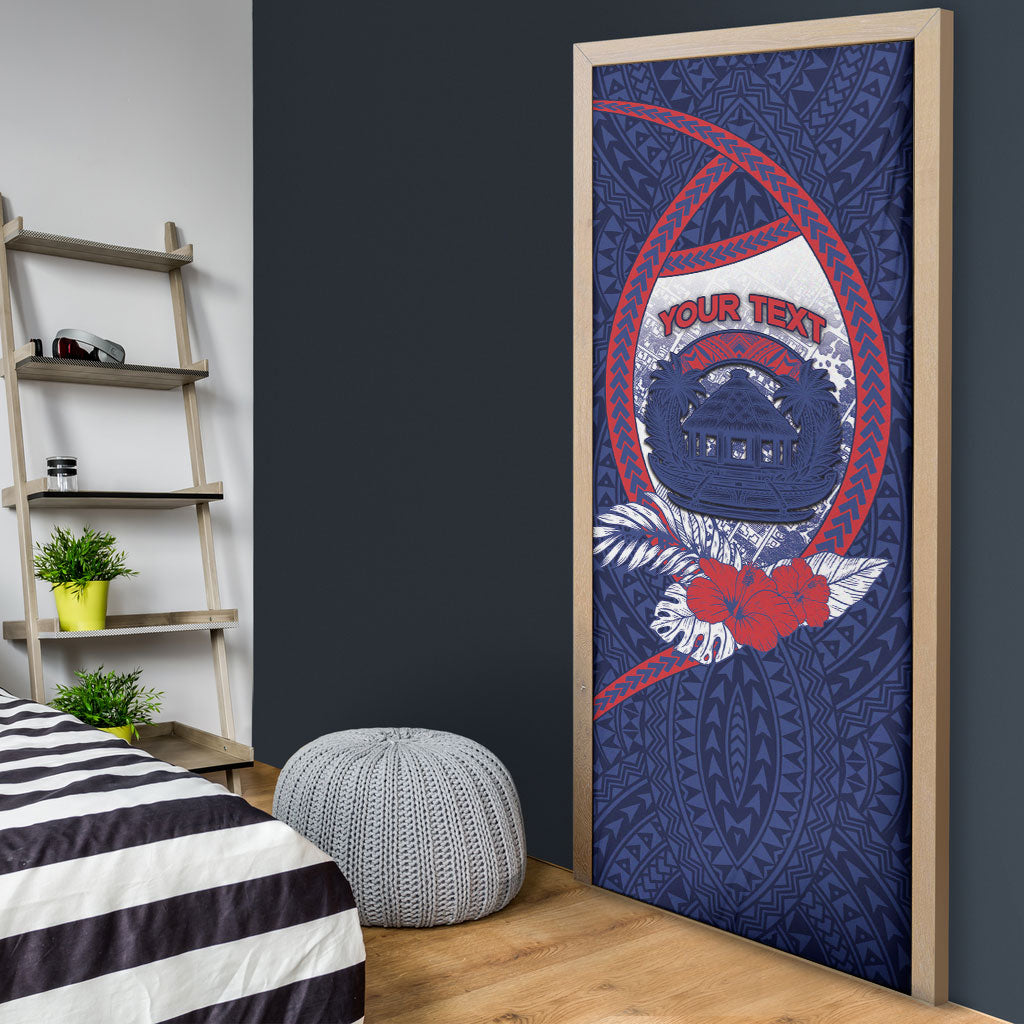 Personalised Vailele Samoa Village Door Cover Map Polynesian Tribal Hibiscus Floral