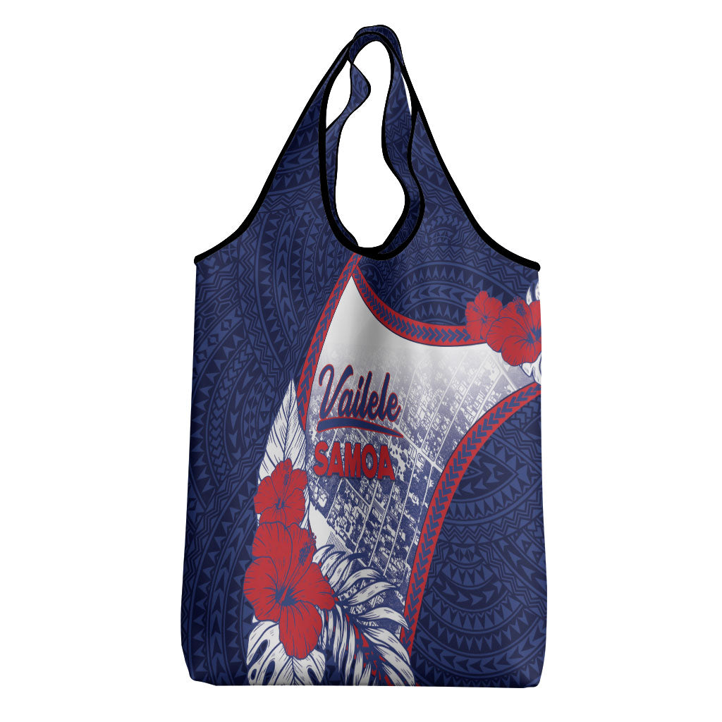 Vailele Samoa Village Grocery Bag Map Polynesian Tribal Hibiscus Floral