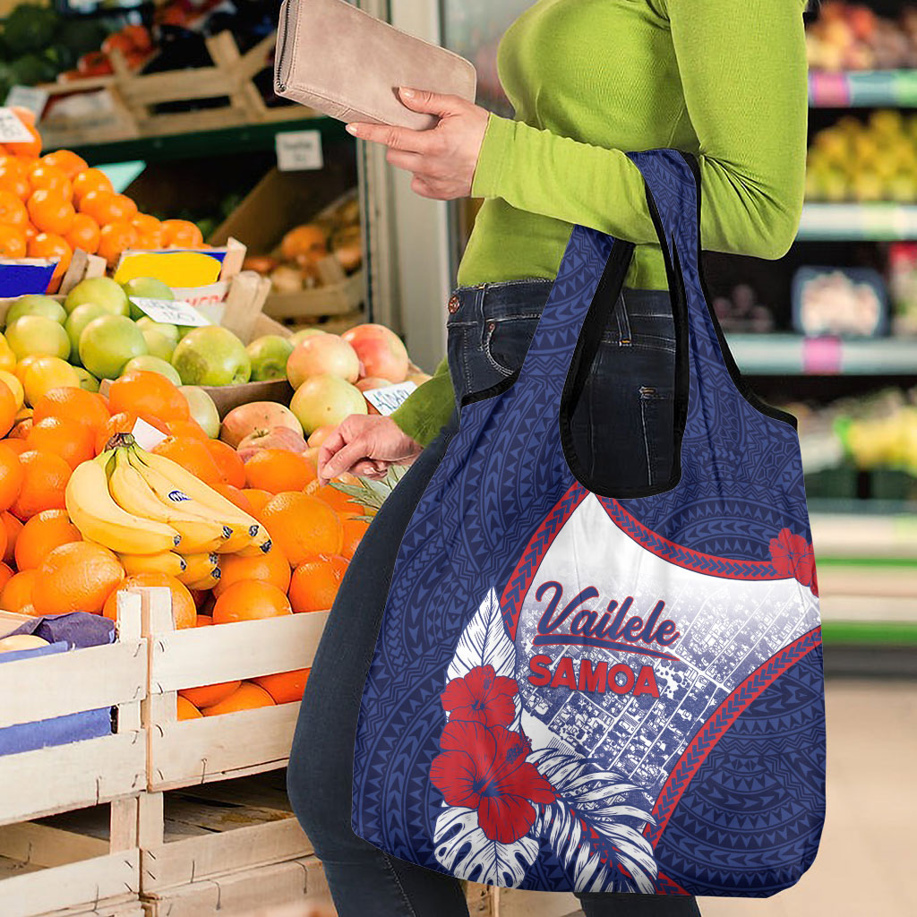 Vailele Samoa Village Grocery Bag Map Polynesian Tribal Hibiscus Floral