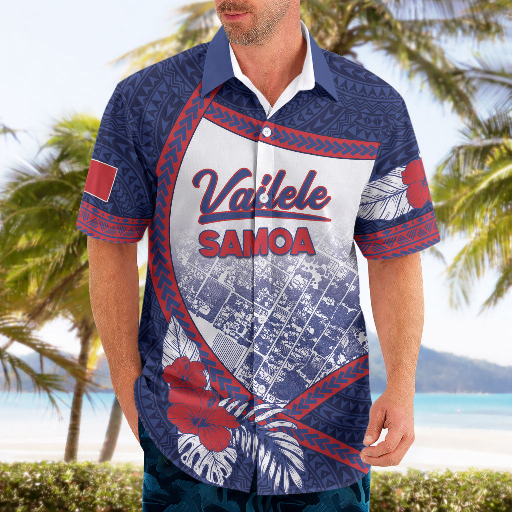 Personalised Vailele Samoa Village Hawaiian Shirt Map Polynesian Tribal Hibiscus Floral