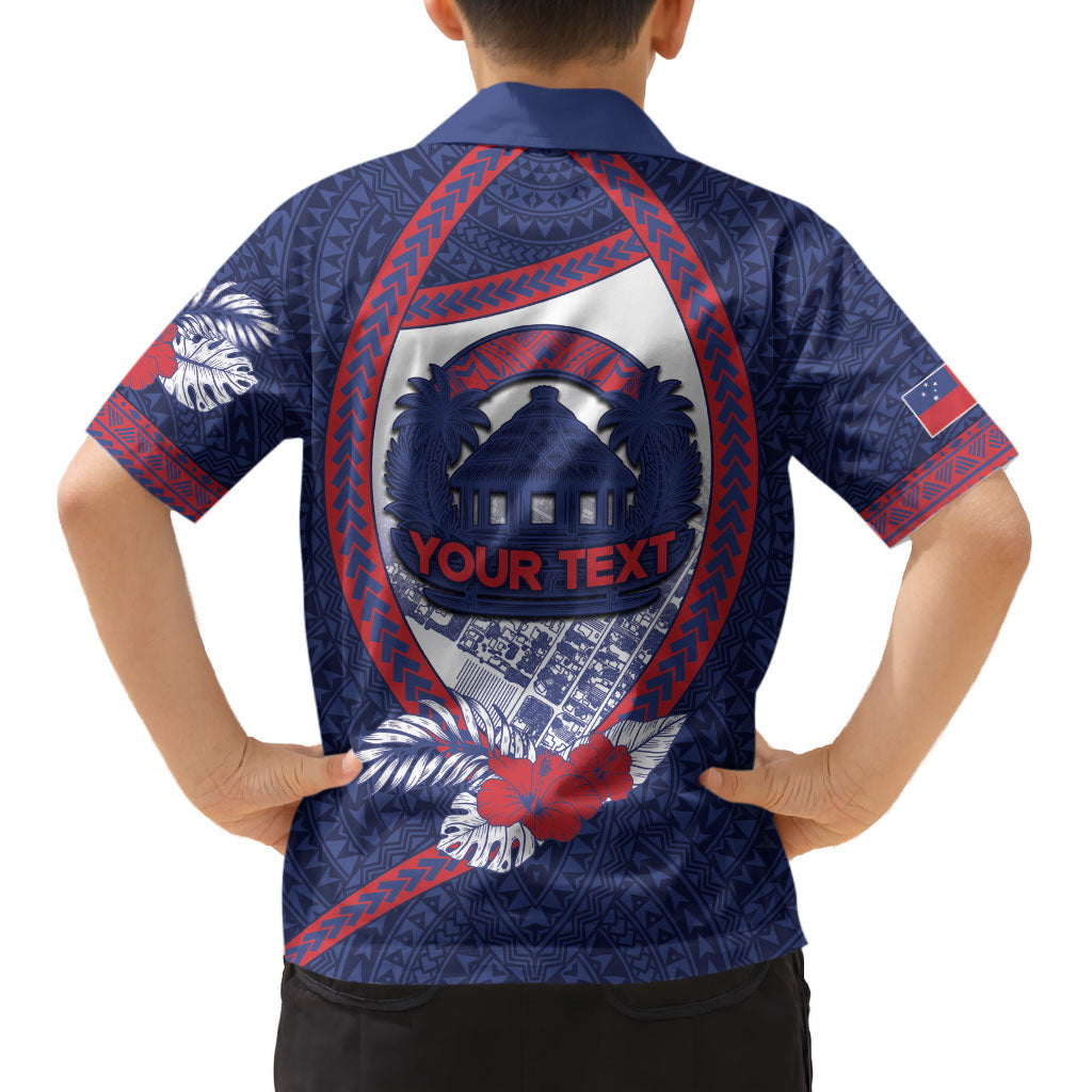 Personalised Vailele Samoa Village Kid Hawaiian Shirt Map Polynesian Tribal Hibiscus Floral