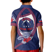 Personalised Vailele Samoa Village Kid Polo Shirt Map Polynesian Tribal Hibiscus Floral