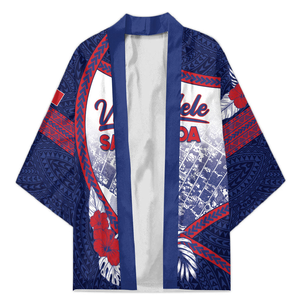 Personalised Vailele Samoa Village Kimono Map Polynesian Tribal Hibiscus Floral