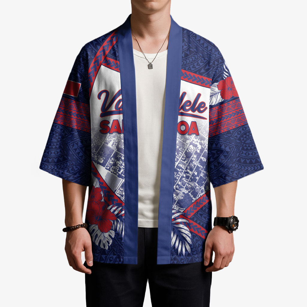 Personalised Vailele Samoa Village Kimono Map Polynesian Tribal Hibiscus Floral
