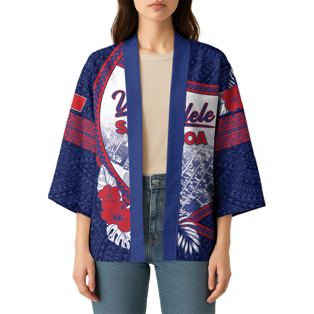 Personalised Vailele Samoa Village Kimono Map Polynesian Tribal Hibiscus Floral