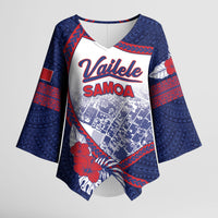 Personalised Vailele Samoa Village Kimono Sleeve Blouse Map Polynesian Tribal Hibiscus Floral