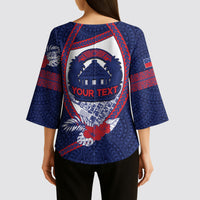 Personalised Vailele Samoa Village Kimono Sleeve Blouse Map Polynesian Tribal Hibiscus Floral