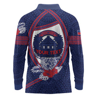 Personalised Vailele Samoa Village Long Sleeve Polo Shirt Map Polynesian Tribal Hibiscus Floral