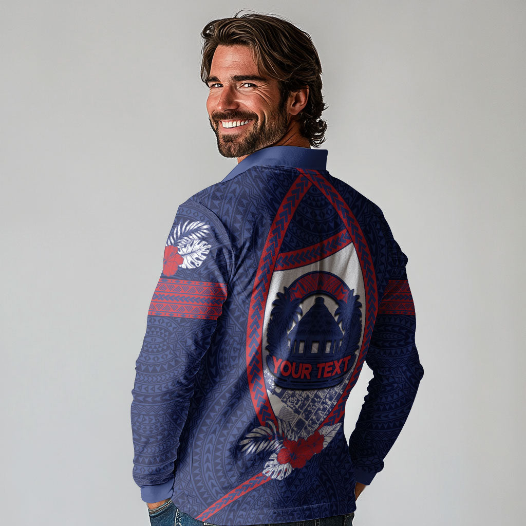 Personalised Vailele Samoa Village Long Sleeve Polo Shirt Map Polynesian Tribal Hibiscus Floral