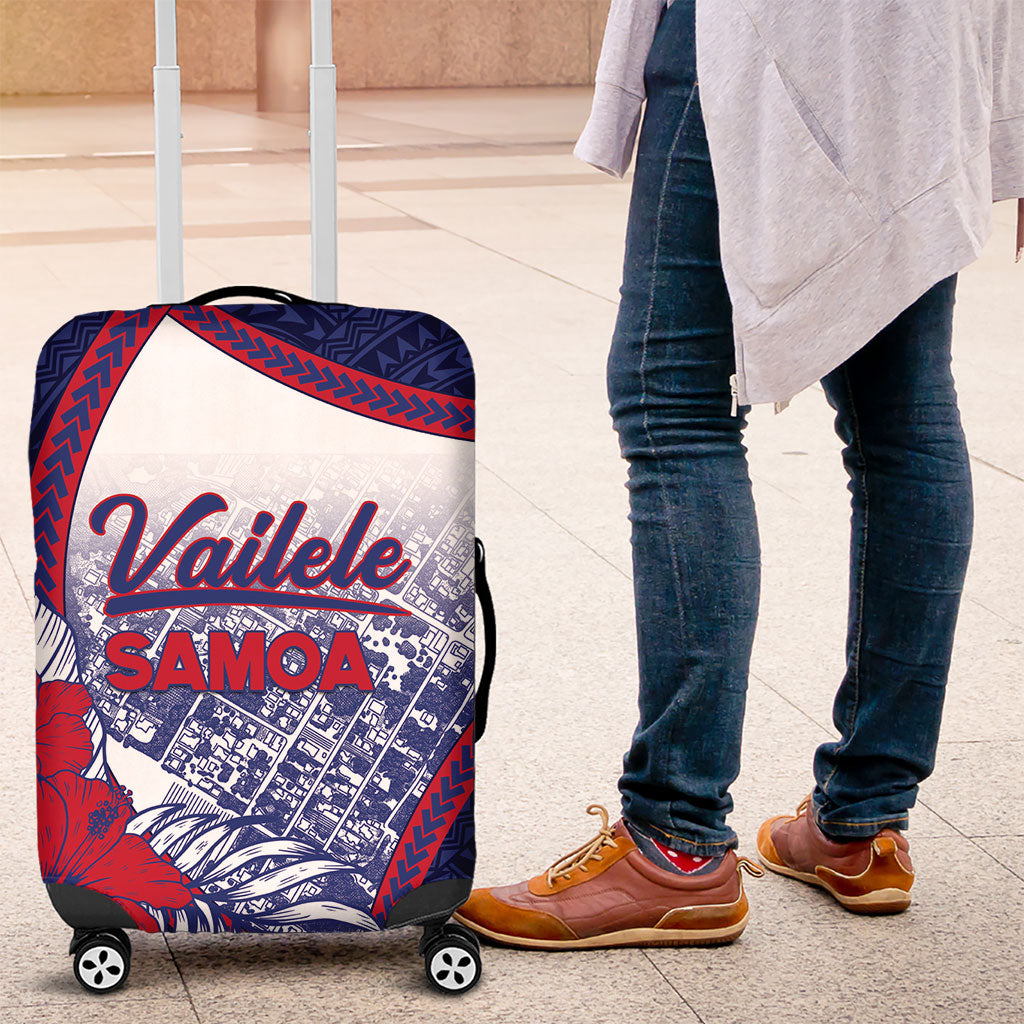 Vailele Samoa Village Luggage Cover Map Polynesian Tribal Hibiscus Floral