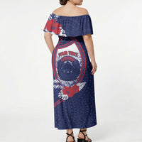 Personalised Vailele Samoa Village Off Shoulder Maxi Dress Map Polynesian Tribal Hibiscus Floral
