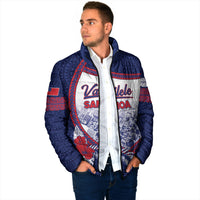Personalised Vailele Samoa Village Padded Jacket Map Polynesian Tribal Hibiscus Floral