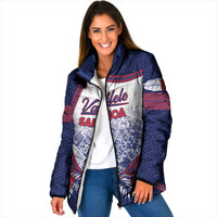 Personalised Vailele Samoa Village Padded Jacket Map Polynesian Tribal Hibiscus Floral