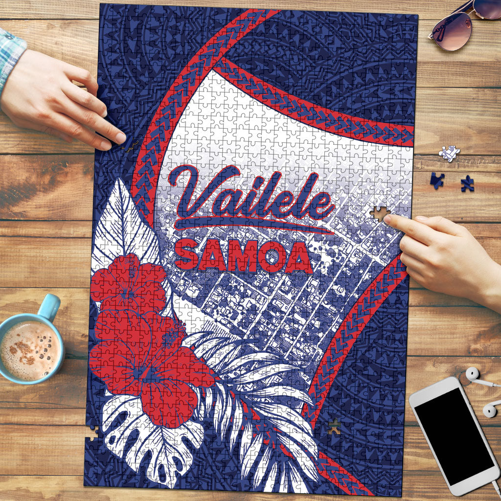 Vailele Samoa Village Puzzle Map Polynesian Tribal Hibiscus Floral