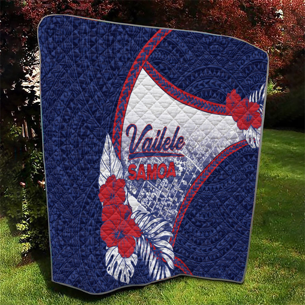 Vailele Samoa Village Quilt Map Polynesian Tribal Hibiscus Floral