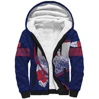 Personalised Vailele Samoa Village Sherpa Hoodie Map Polynesian Tribal Hibiscus Floral