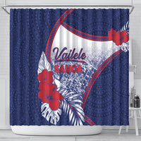 Vailele Samoa Village Shower Curtain Map Polynesian Tribal Hibiscus Floral