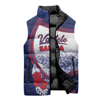 Personalised Vailele Samoa Village Sleeveless Puffer Jacket Map Polynesian Tribal Hibiscus Floral