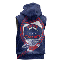 Personalised Vailele Samoa Village Sleeveless Zip Hoodie Map Polynesian Tribal Hibiscus Floral