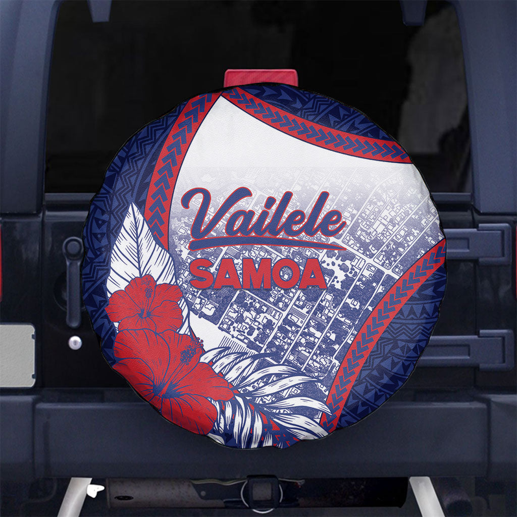 Vailele Samoa Village Spare Tire Cover Map Polynesian Tribal Hibiscus Floral