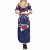 Personalised Vailele Samoa Village Summer Maxi Dress Map Polynesian Tribal Hibiscus Floral