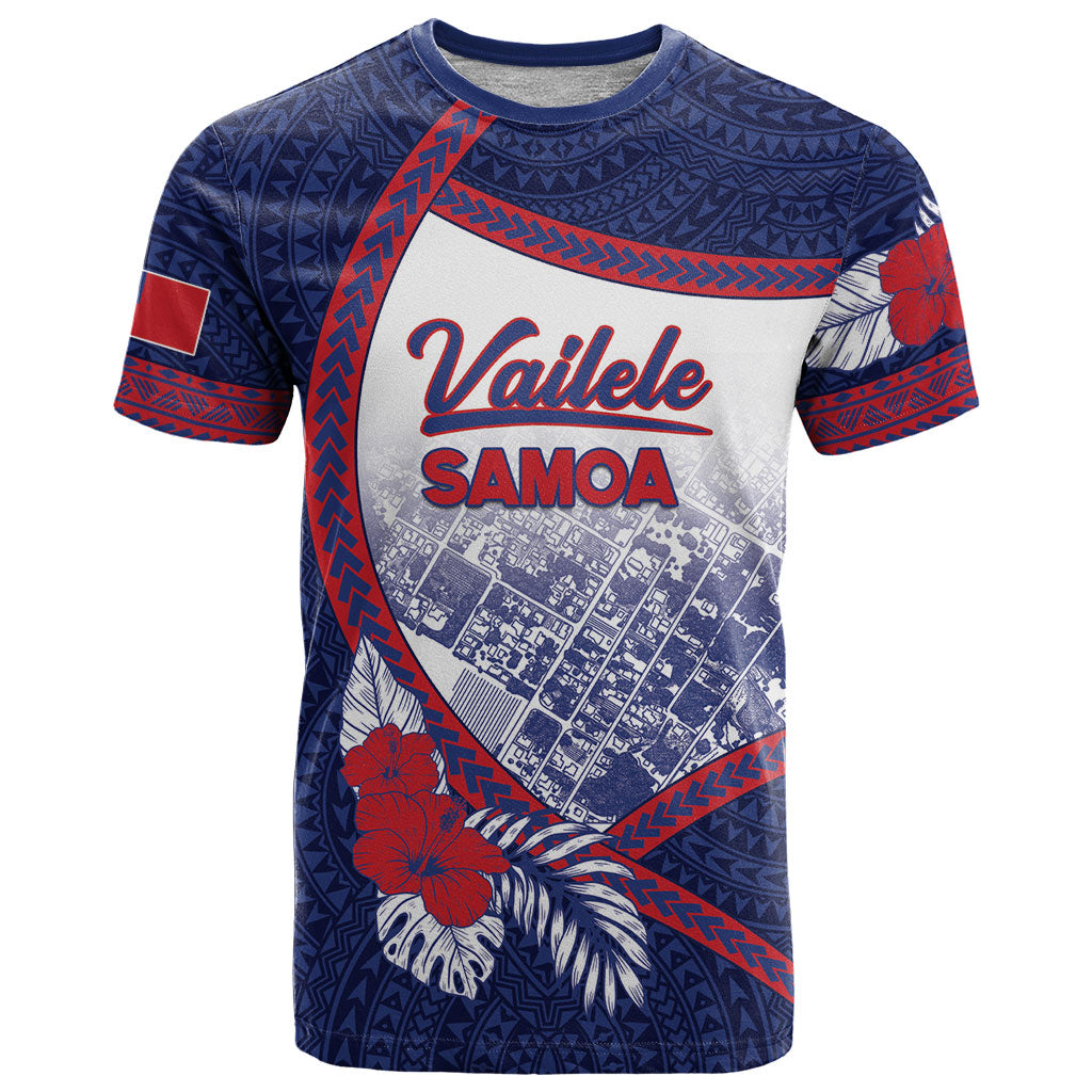 Personalised Vailele Samoa Village T Shirt Map Polynesian Tribal Hibiscus Floral