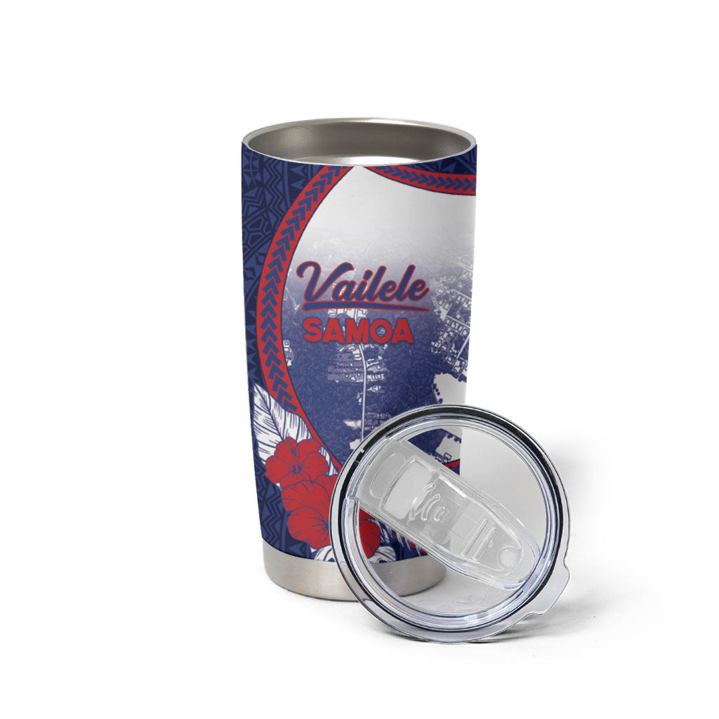Personalised Vailele Samoa Village Tumbler Cup Map Polynesian Tribal Hibiscus Floral