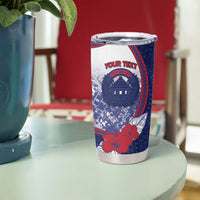 Personalised Vailele Samoa Village Tumbler Cup Map Polynesian Tribal Hibiscus Floral