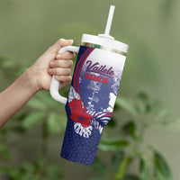 Personalised Vailele Samoa Village Tumbler With Handle Map Polynesian Tribal Hibiscus Floral