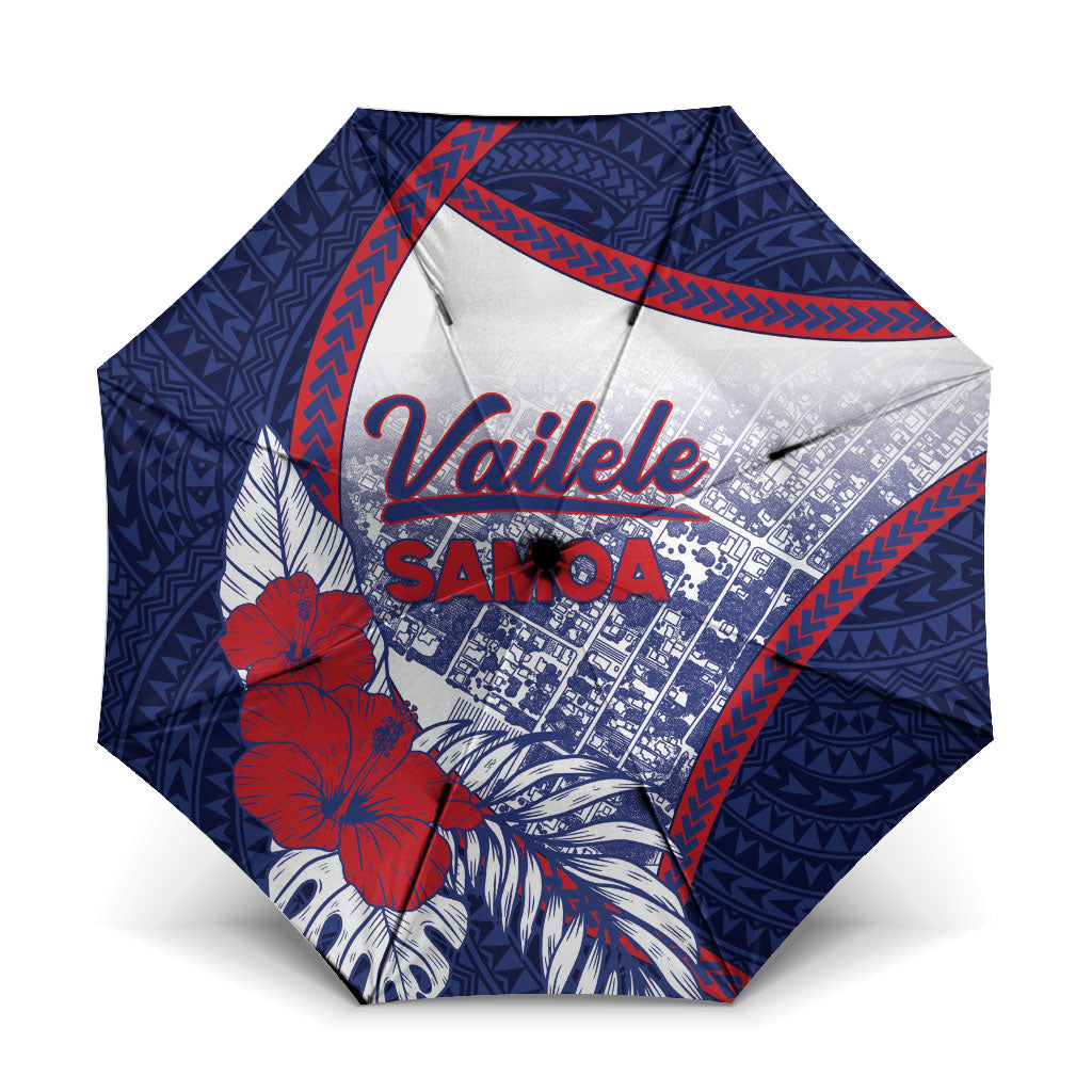 Vailele Samoa Village Umbrella Map Polynesian Tribal Hibiscus Floral