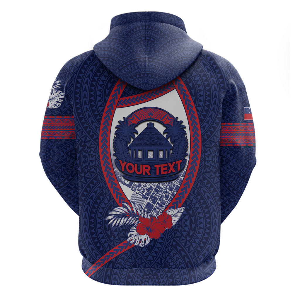Personalised Vailele Samoa Village Zip Hoodie Map Polynesian Tribal Hibiscus Floral
