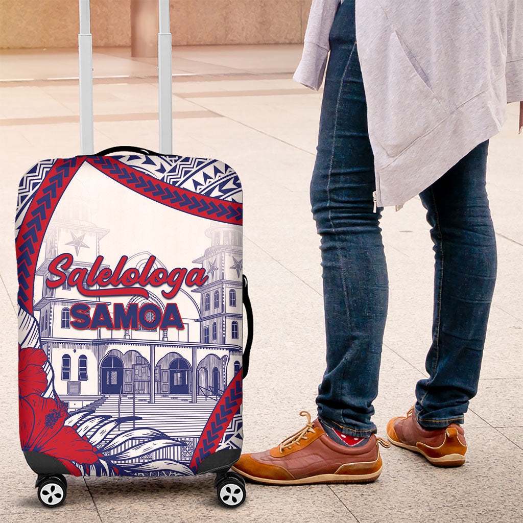 Salelologa Samoa Village Luggage Cover Polynesian Tribal Church Landmark Hibiscus Floral