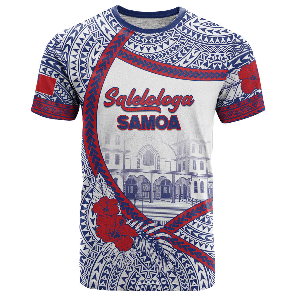 Personalised Salelologa Samoa Village T Shirt Polynesian Tribal Church Landmark Hibiscus Floral