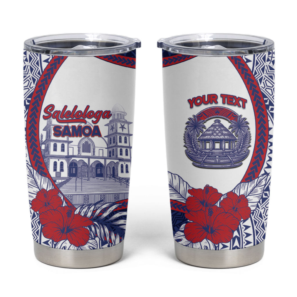Personalised Salelologa Samoa Village Tumbler Cup Polynesian Tribal Church Landmark Hibiscus Floral