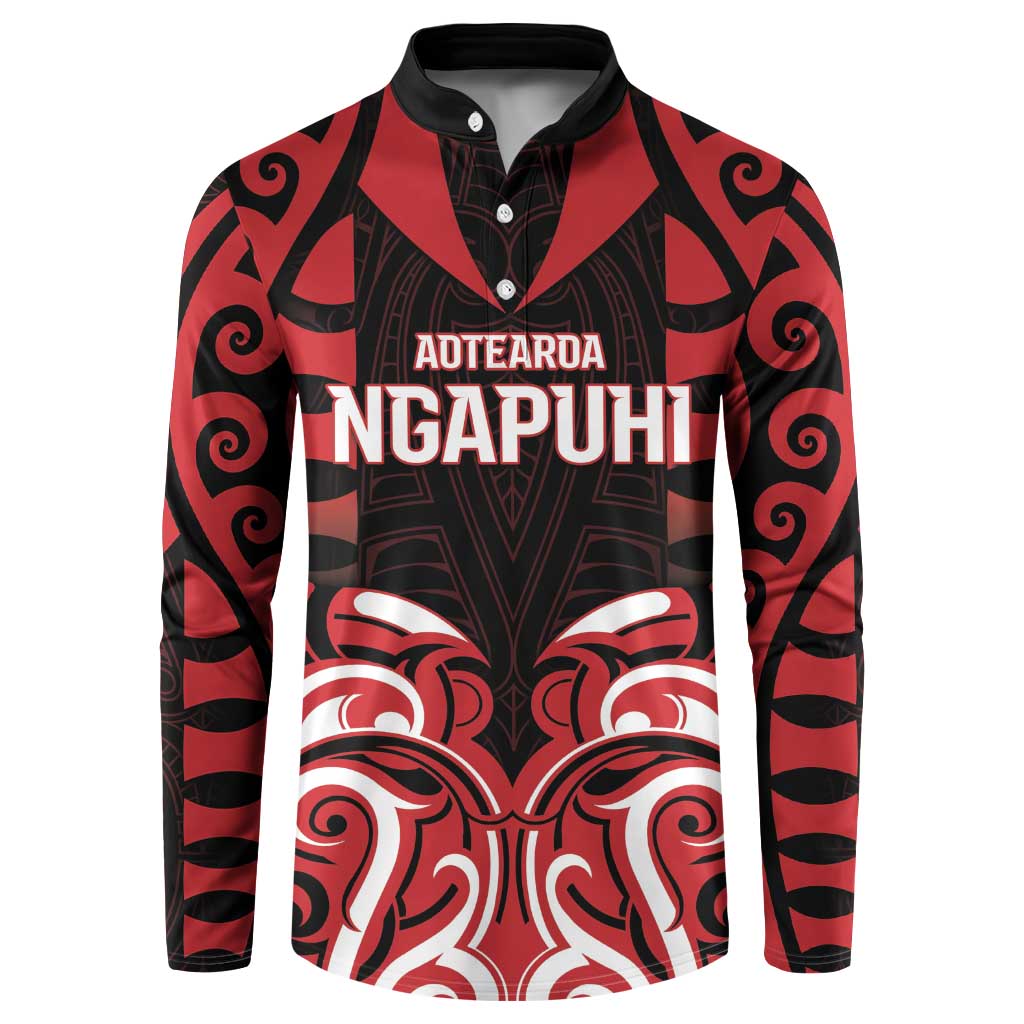 Custom Aotearoa Ngapuhi Button Sweatshirt Maori Pattern New Zealand - Polynesian Pride