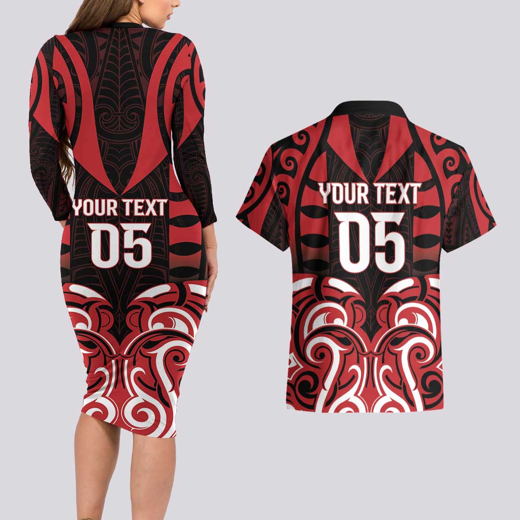 Custom Aotearoa Ngapuhi Couples Matching Long Sleeve Bodycon Dress and Hawaiian Shirt Maori Pattern New Zealand DT05 - Polynesian Pride