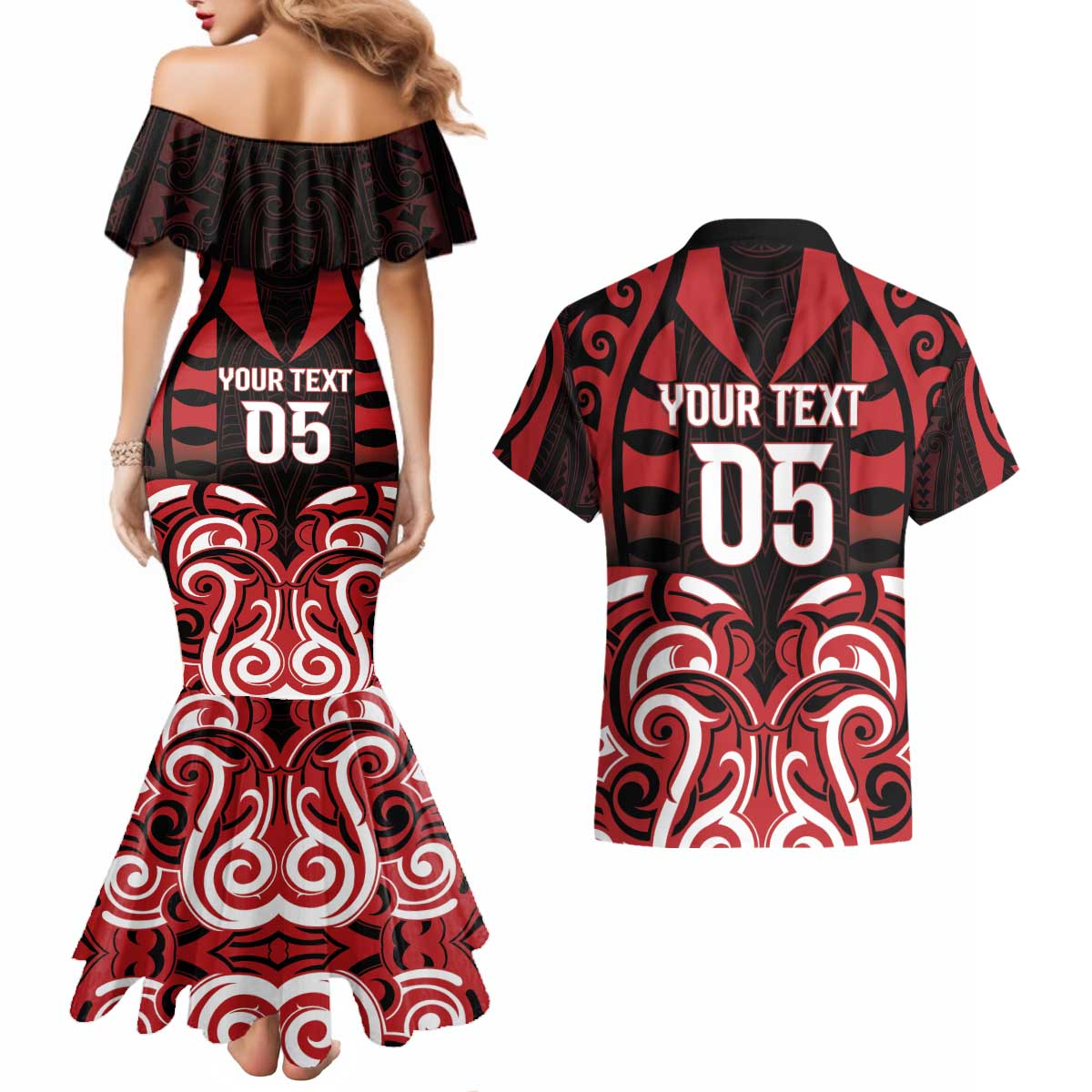 Custom Aotearoa Ngapuhi Couples Matching Mermaid Dress and Hawaiian Shirt Maori Pattern New Zealand DT05 - Polynesian Pride
