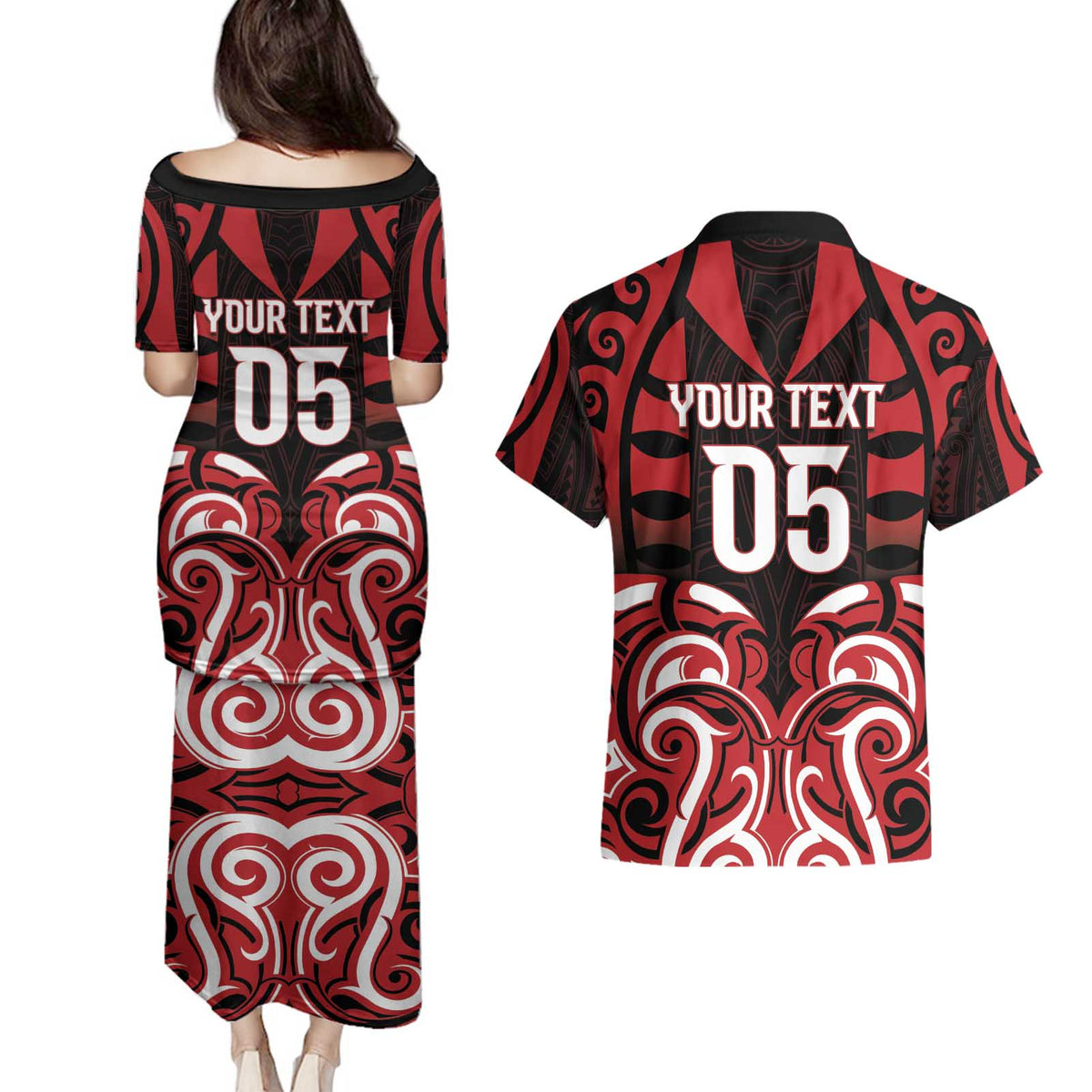 Custom Aotearoa Ngapuhi Couples Matching Puletasi and Hawaiian Shirt Maori Pattern New Zealand DT05 - Polynesian Pride
