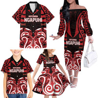 Custom Aotearoa Ngapuhi Family Matching Off The Shoulder Long Sleeve Dress and Hawaiian Shirt Maori Pattern New Zealand DT05 - Polynesian Pride