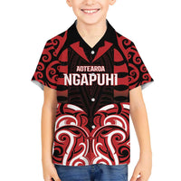 Custom Aotearoa Ngapuhi Kid Hawaiian Shirt Maori Pattern New Zealand DT05 Kid Red - Polynesian Pride